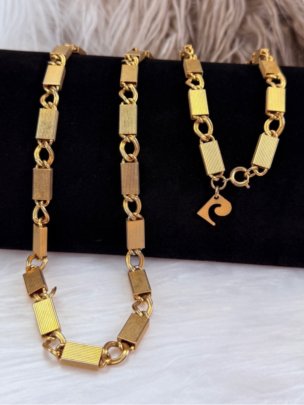 Vintage 1970s Pierre Cardin runway bar and link chain necklace